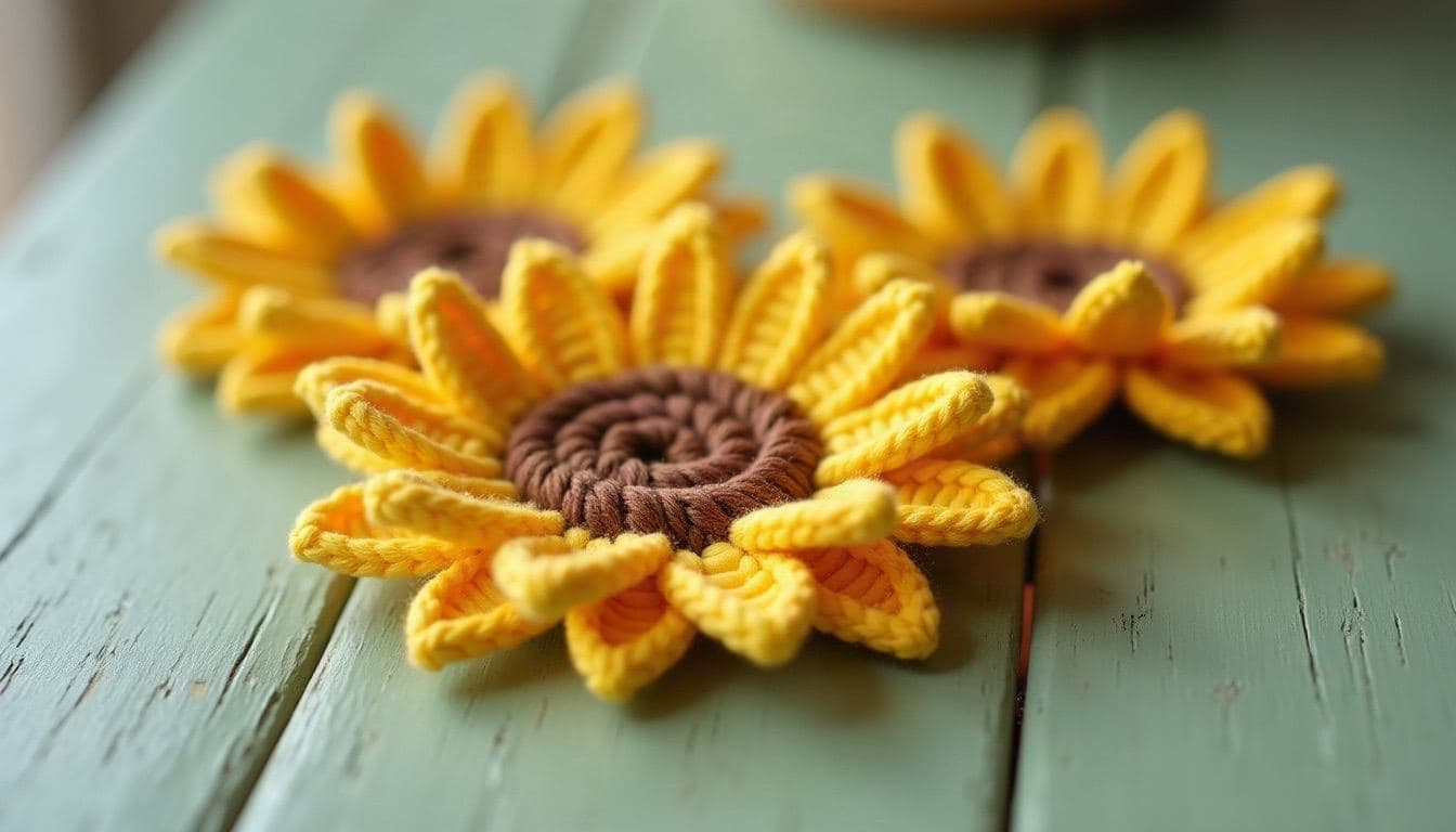 Crochet sunflowers