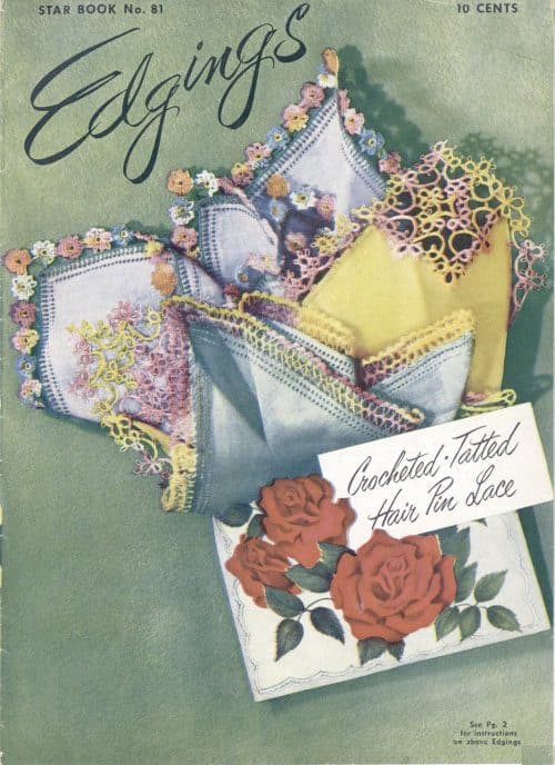 Front cover of the 1951 leaflet, showing the handkerchief edgings #810–#813.