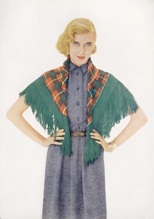 Campus Queen plaid shawl as photographed in the 1951 booklet