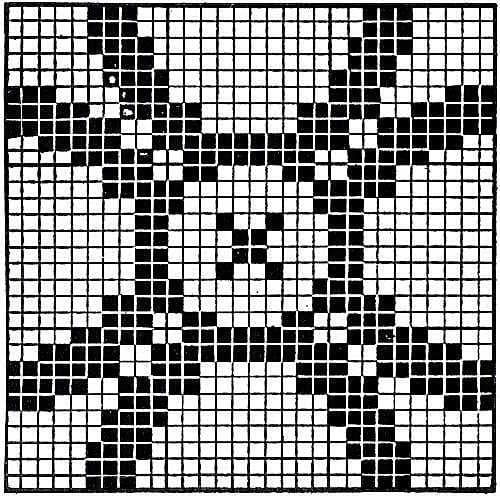 Filet chart for the Golden Wedding motif, from the original book