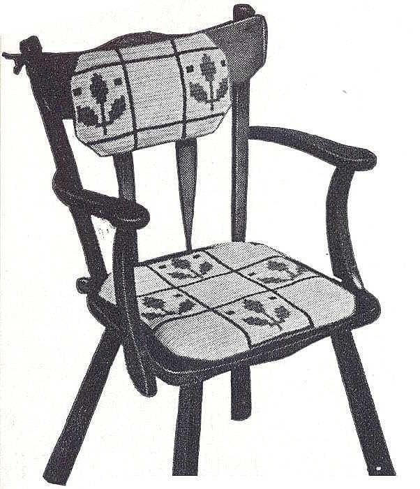 Colonial chair set on a chair, original illustration