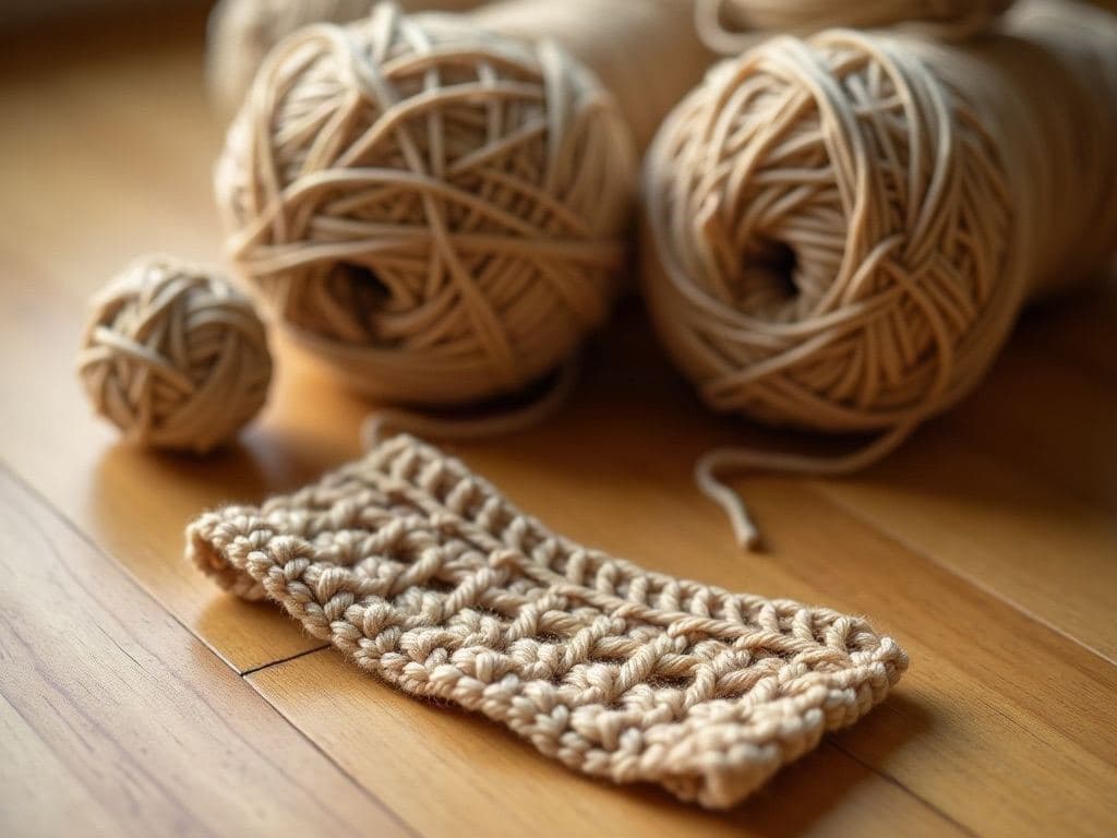 Bamboo yarn and a crochet swatch