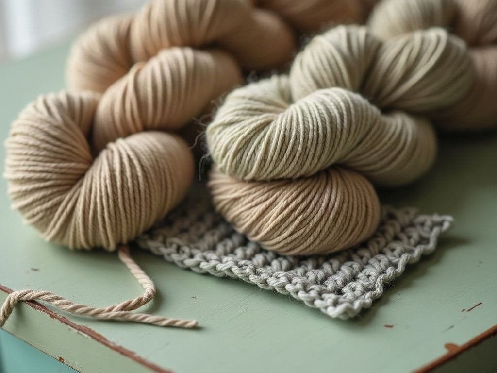 Blends yarn and a crochet swatch