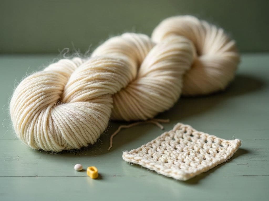 Merino yarn and a crochet swatch